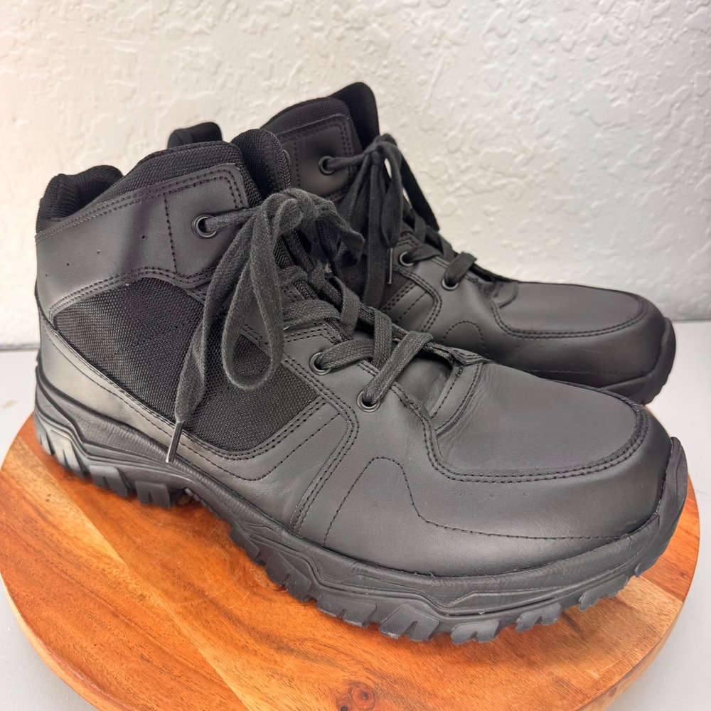 Dr Scholl's Careers Mens 13W Black Leather Tactical Work‎ Boots Wide MNDS42CL003